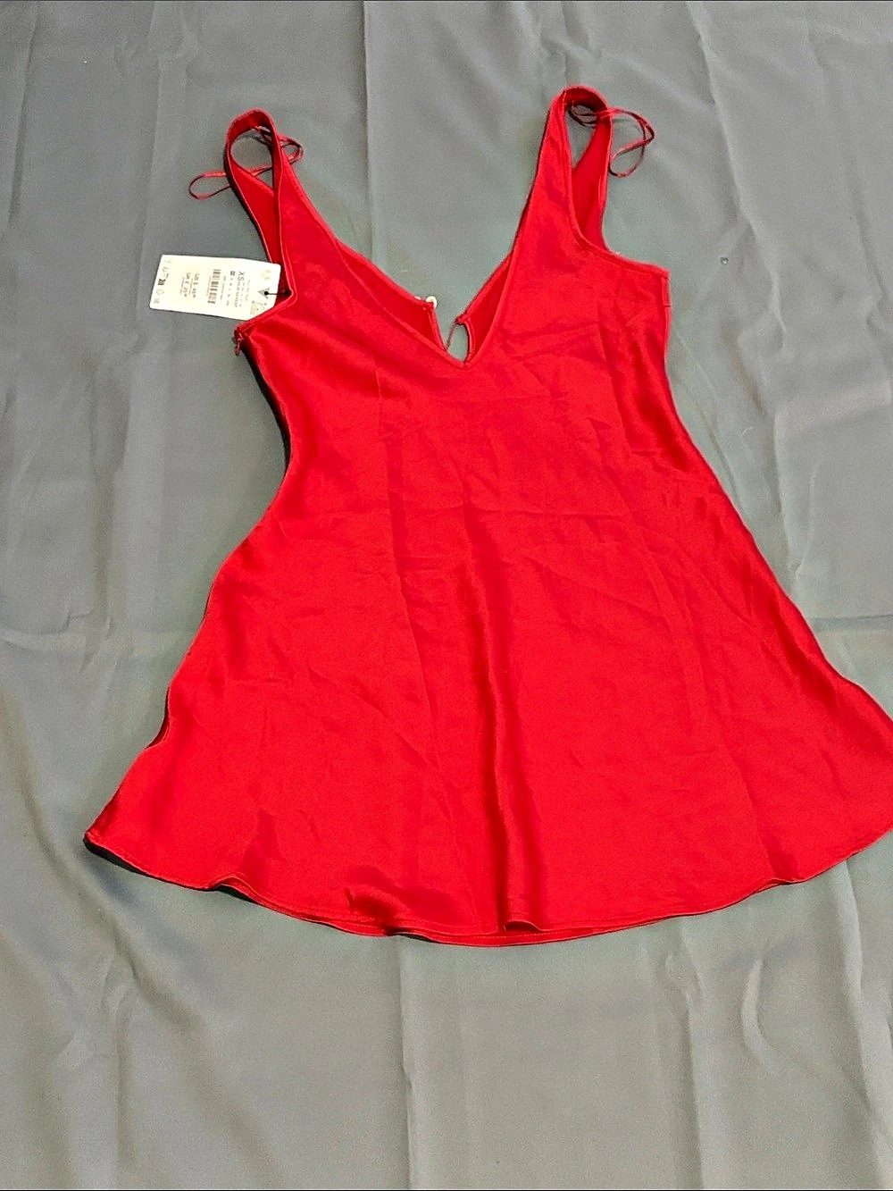 Zara Satin Dress with Heart Detail Red Mini Dress XS